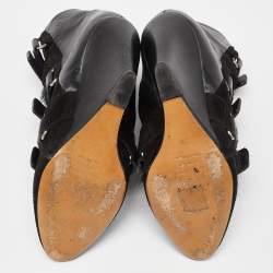 Pre Owned Isabel Marant Black Suede and Calf Hair Scarlet Wedge Boots Size 36