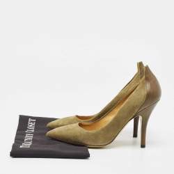 Isabel Marant Olive Green Suede and Leather Pointed Toe Pumps Size 38