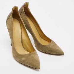 Isabel Marant Olive Green Suede and Leather Pointed Toe Pumps Size 38