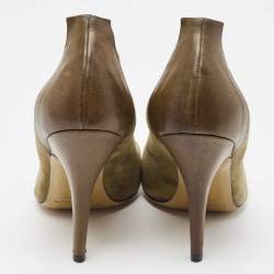 Isabel Marant Olive Green Suede and Leather Pointed Toe Pumps Size 38