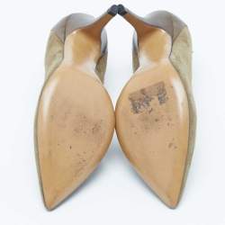 Isabel Marant Olive Green Suede and Leather Pointed Toe Pumps Size 38