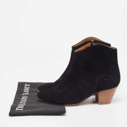 Pre Owned Isabel Marant Black Suede Dicker Ankle Boots Size 36