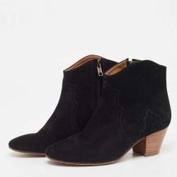 Pre Owned Isabel Marant Black Suede Dicker Ankle Boots Size 36