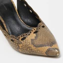 Pre Owned Isabel Marant Two Tone Python Embossed Leather Slingback Pumps Size 38