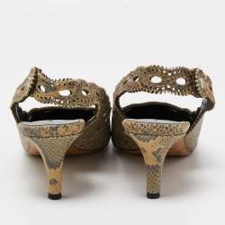 Pre Owned Isabel Marant Two Tone Python Embossed Leather Slingback Pumps Size 38