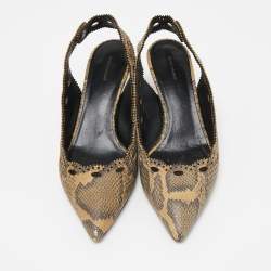 Pre Owned Isabel Marant Two Tone Python Embossed Leather Slingback Pumps Size 38