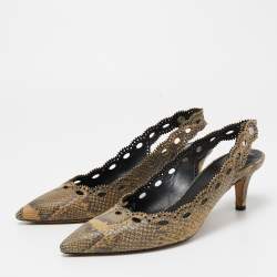 Pre Owned Isabel Marant Two Tone Python Embossed Leather Slingback Pumps Size 38