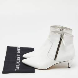 Pre Owned Isabel Marant White Glossy Leather Deby Ankle Boots Size 38