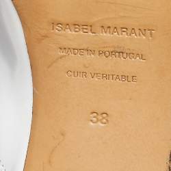 Pre Owned Isabel Marant White Glossy Leather Deby Ankle Boots Size 38
