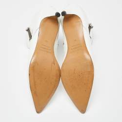 Pre Owned Isabel Marant White Glossy Leather Deby Ankle Boots Size 38