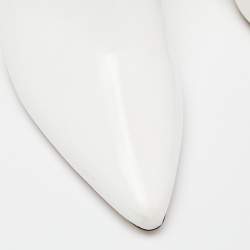 Pre Owned Isabel Marant White Glossy Leather Deby Ankle Boots Size 38