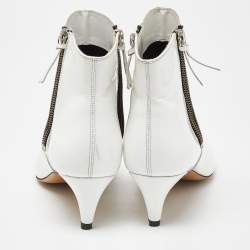 Pre Owned Isabel Marant White Glossy Leather Deby Ankle Boots Size 38