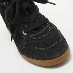 Pre Owned Isabel Marant Black Suede Bobby Wedge Sneakers Size 38