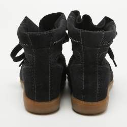 Pre Owned Isabel Marant Black Suede Bobby Wedge Sneakers Size 38