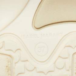 Pre Owned Isabel Marant Beige/Off White Leather and Suede High Top Wedge Sneakers Size 37