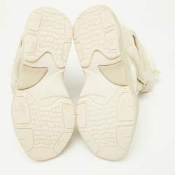 Pre Owned Isabel Marant Beige/Off White Leather and Suede High Top Wedge Sneakers Size 37