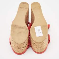 Isabel Marant Red Suede Wedge Ankle Strap Sandals Size 37