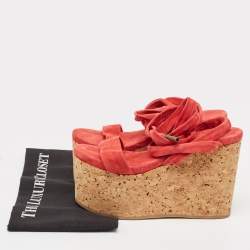 Isabel Marant Red Suede Wedge Ankle Strap Sandals Size 37