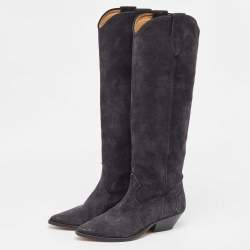 Pre Owned Isabel Marant Blue Suede Midcalf Boots Size 38