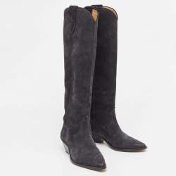 Pre Owned Isabel Marant Blue Suede Midcalf Boots Size 38