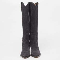 Pre Owned Isabel Marant Blue Suede Midcalf Boots Size 38