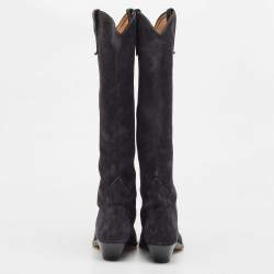 Pre Owned Isabel Marant Blue Suede Midcalf Boots Size 38