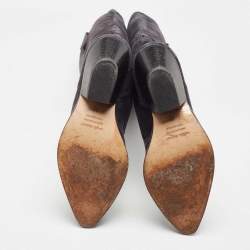 Pre Owned Isabel Marant Blue Suede Midcalf Boots Size 38