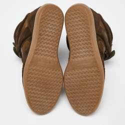 Pre Owned Isabel Marant Green/Brown Suede and Leather Wadge Sneakers Size 41