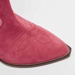 Pre Owned Isabel Marant Pink Suede Embellished Ankle Boots Size 38