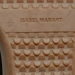 Pre Owned Isabel Marant Black Leather and Suede Wedge Sneakers Size 37