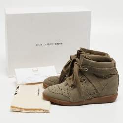 Isabel Marant Grey Suede Bobby Wedge Sneakers Size 37