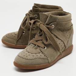 Isabel Marant Grey Suede Bobby Wedge Sneakers Size 37