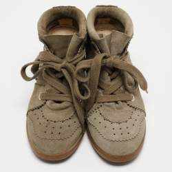 Isabel Marant Grey Suede Bobby Wedge Sneakers Size 37
