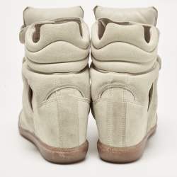Pre Owned Isabel Marant Grey Suede Beckett Wedge Sneakers Size 39