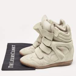 Pre Owned Isabel Marant Grey Suede Beckett Wedge Sneakers Size 39