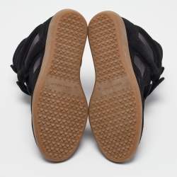 Pre Owned Isabel Marant Black Suede and Leather Bekett Wedge Sneakers Size 38