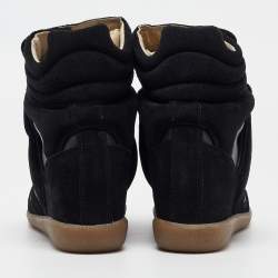 Pre Owned Isabel Marant Black Suede and Leather Bekett Wedge Sneakers Size 38