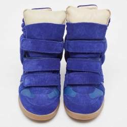 Pre Owned Isabel Marant Blue Suede and Leather Bekett Wedge Sneakers Size 38