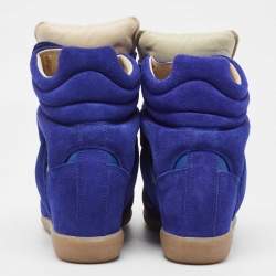 Pre Owned Isabel Marant Blue Suede and Leather Bekett Wedge Sneakers Size 38