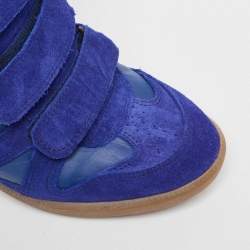 Pre Owned Isabel Marant Blue Suede and Leather Bekett Wedge Sneakers Size 38