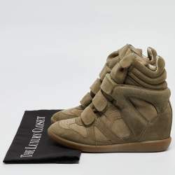 Isabel Marant Green Leather and  Suede Bekett Sneakers Size 37