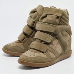 Isabel Marant Green Leather and  Suede Bekett Sneakers Size 37