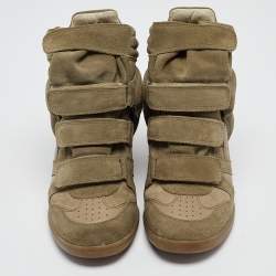 Isabel Marant Green Leather and  Suede Bekett Sneakers Size 37