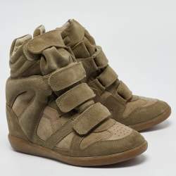 Isabel Marant Green Leather and  Suede Bekett Sneakers Size 37