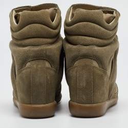Isabel Marant Green Leather and  Suede Bekett Sneakers Size 37