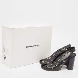 Isabel Marant Black Leather Embellished Slingback Sandals Size 37