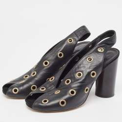 Isabel Marant Black Leather Embellished Slingback Sandals Size 37