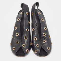 Isabel Marant Black Leather Embellished Slingback Sandals Size 37