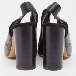 Isabel Marant Black Leather Embellished Slingback Sandals Size 37