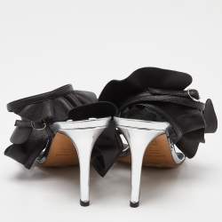 Pre Owned Isabel Marant Black/Silver Leather Aseta Ankle Strap Sandals Size 39